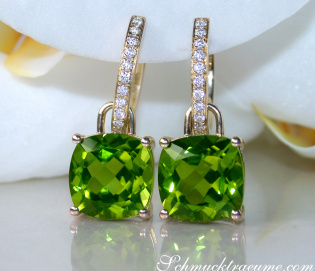 Wende Ohrringe "Kissen" mit Peridot und Diamanten