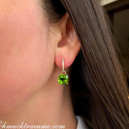 Wende Ohrringe "Kissen" mit Peridot und Diamanten