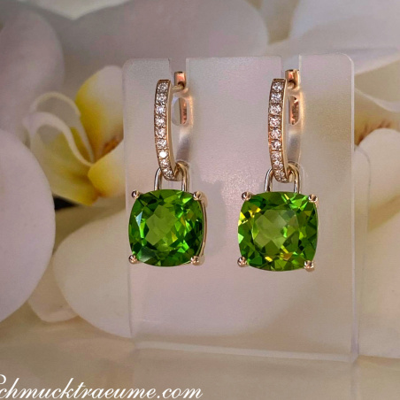 Wende Ohrringe "Kissen" mit Peridot und Diamanten