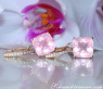 Wende Ohrringe "Kissen" mit Rosenquarz und Diamanten