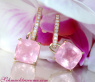 Wende Ohrringe "Kissen" mit Rosenquarz und Diamanten