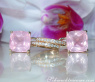 Wende Ohrringe "Kissen" mit Rosenquarz und Diamanten