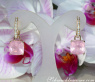 Wende Ohrringe "Kissen" mit Rosenquarz und Diamanten