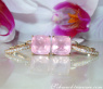 Wende Ohrringe "Kissen" mit Rosenquarz und Diamanten