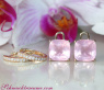 Wende Ohrringe "Kissen" mit Rosenquarz und Diamanten
