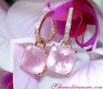 Wende Ohrringe "Kissen" mit Rosenquarz und Diamanten