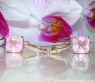 Wende Ohrringe "Kissen" mit Rosenquarz und Diamanten