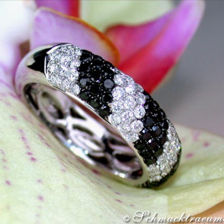 Casual Smart Black & White Diamond Ring