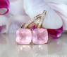 Wende Ohrringe "Kissen" mit Rosenquarz und Diamanten