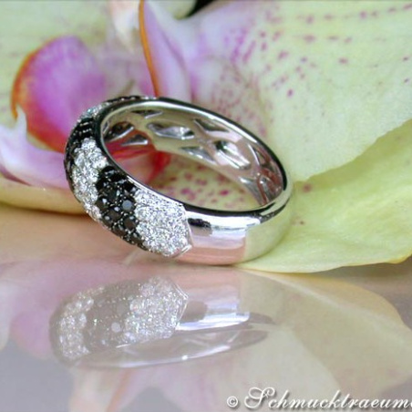 Casual Smart Black & White Diamond Ring