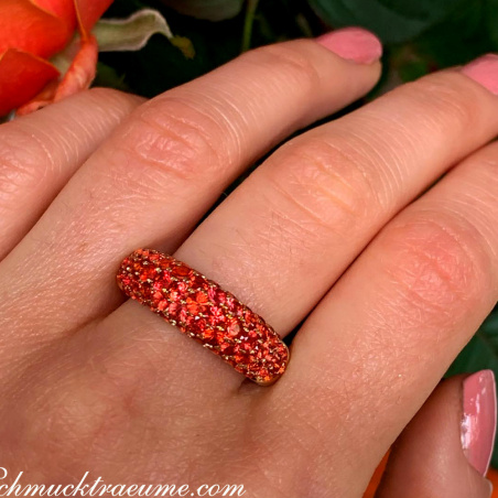 Noble Orange Sapphire Pavéring