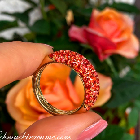 Noble Orange Sapphire Pavéring
