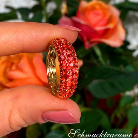 Noble Orange Sapphire Pavéring