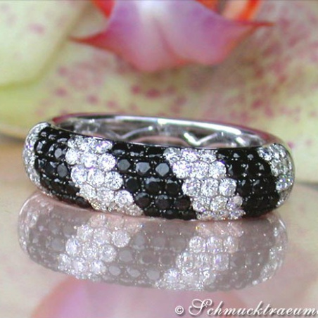 Casual Smart Black & White Diamond Ring