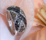 Pretty Ring with Black, Brown & White Diamonds