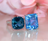 Wonderful Blue Topaz "Toi et Moi" Ring