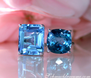 Wonderful Blue Topaz "Toi et Moi" Ring
