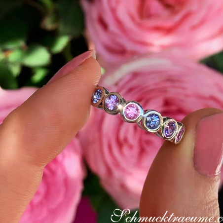 Gorgeous Pastel Sapphire Eternity Ring
