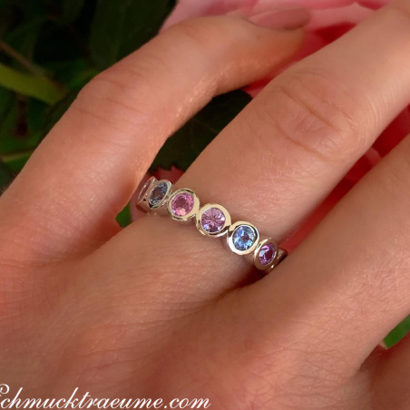 Gorgeous Pastel Sapphire Eternity Ring