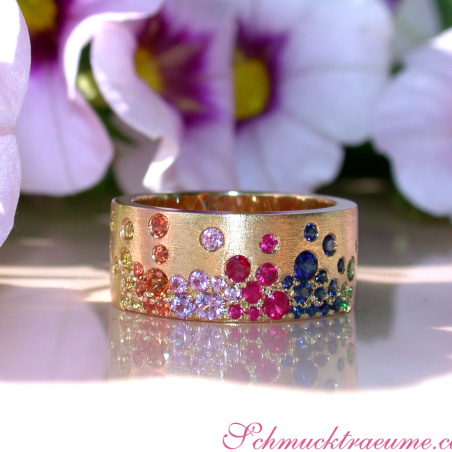Multicolor Regenbogen Saphir Sternenhimmel Ring
