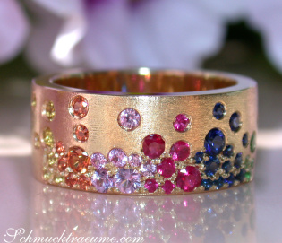Magnificent Rainbow Sapphire Band (Starry Sky Style)