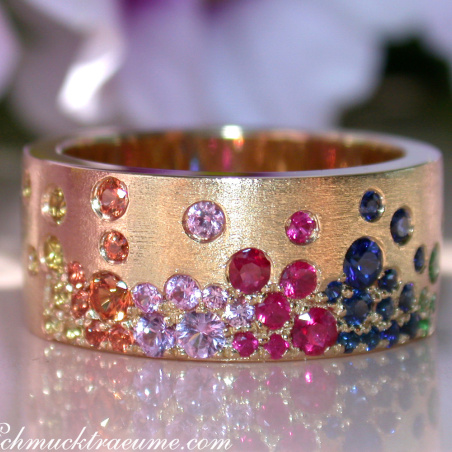 Multicolor Regenbogen Saphir Sternenhimmel Ring