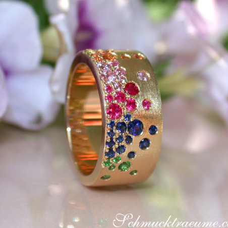 Multicolor Regenbogen Saphir Sternenhimmel Ring