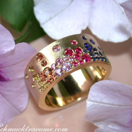 Multicolor Regenbogen Saphir Sternenhimmel Ring