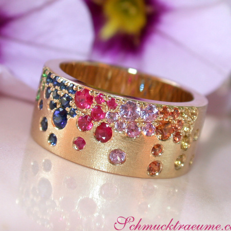 Multicolor Regenbogen Saphir Sternenhimmel Ring