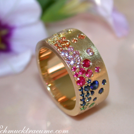 Multicolor Regenbogen Saphir Sternenhimmel Ring