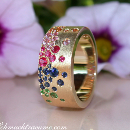 Multicolor Regenbogen Saphir Sternenhimmel Ring