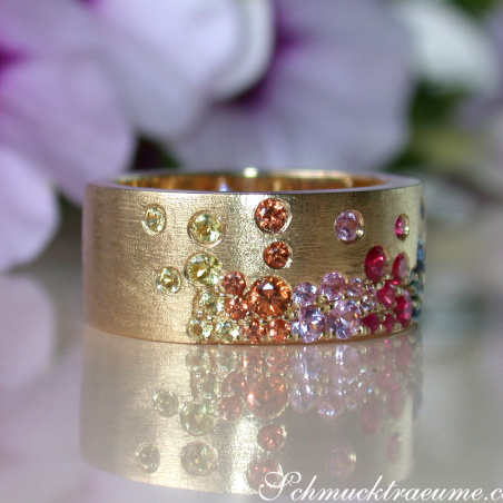 Multicolor Regenbogen Saphir Sternenhimmel Ring