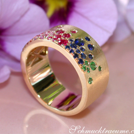 Multicolor Regenbogen Saphir Sternenhimmel Ring