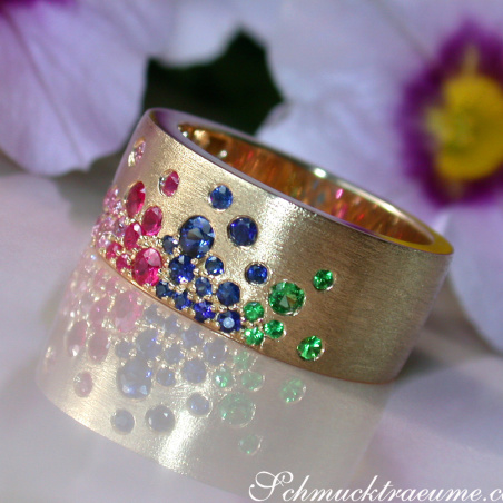 Multicolor Regenbogen Saphir Sternenhimmel Ring