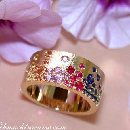 Multicolor Regenbogen Saphir Sternenhimmel Ring