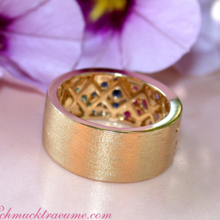 Multicolor Regenbogen Saphir Sternenhimmel Ring