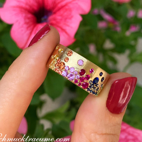 Multicolor Regenbogen Saphir Sternenhimmel Ring