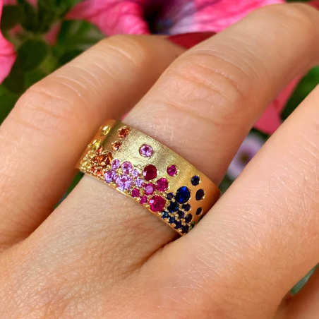 Multicolor Regenbogen Saphir Sternenhimmel Ring
