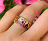 Multicolor Regenbogen Saphir Sternenhimmel Ring