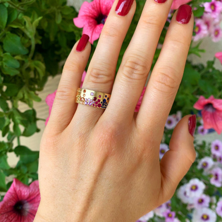 Multicolor Regenbogen Saphir Sternenhimmel Ring