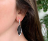 Black & White Diamond Earrings in a Leaf Design