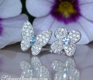 Feminine Diamond Ring "Butterfly meets Flower"