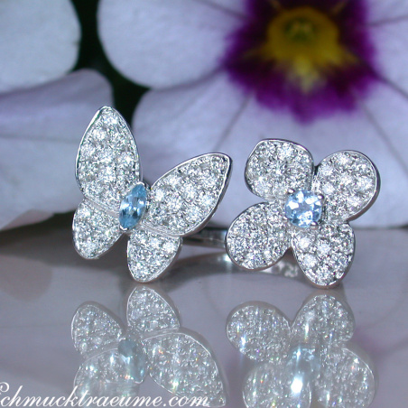Feminine Diamond Ring "Butterfly meets Flower"
