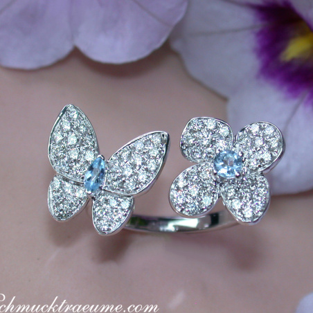 Feminine Diamond Ring "Butterfly meets Flower"