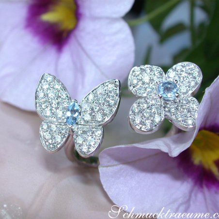 Feminine Diamond Ring "Butterfly meets Flower"