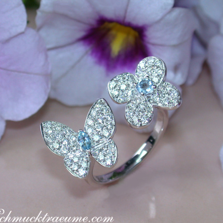 Feminine Diamond Ring "Butterfly meets Flower"