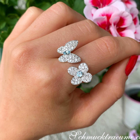 Feminine Diamond Ring "Butterfly meets Flower"