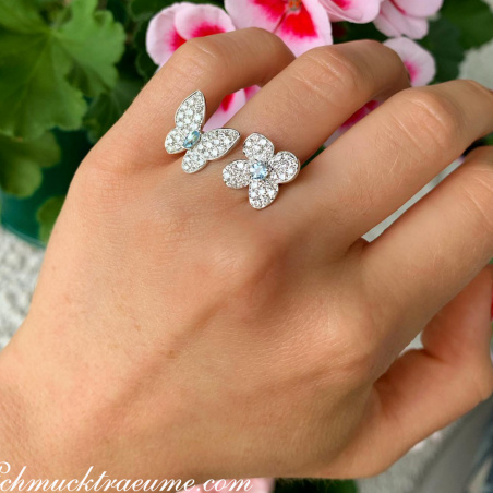 Feminine Diamond Ring "Butterfly meets Flower"