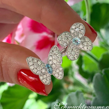 Feminine Diamond Ring "Butterfly meets Flower"