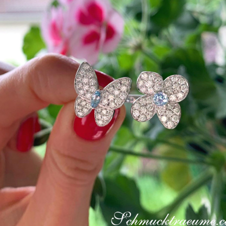 Feminine Diamond Ring "Butterfly meets Flower"